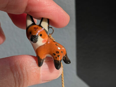 Pendentif Porcelaine - Loup à Crinière – Image 6