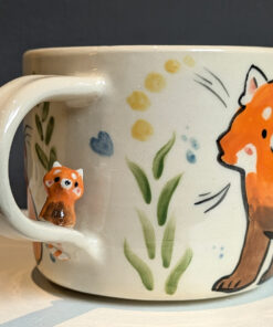 mug red pandas sculpted handle