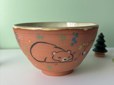Bowl - Red Stoneware - Bears - Image 9