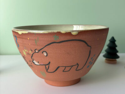 Bowl - Red Stoneware - Bears - Image 8
