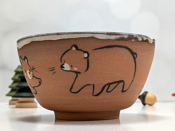 Bowl - Red Stoneware - Bears - Image 5