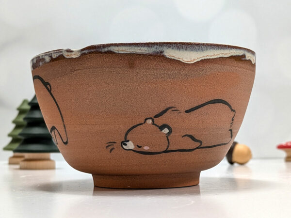 Bowl - Red Stoneware - Bears - Image 6