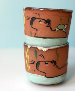 red stoneware capybara cup