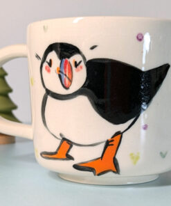 puffin couple mug