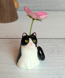 whiskers vase tuxedo cat