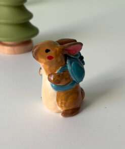 adorable backpack bunny porcelain figurine handmade by kness