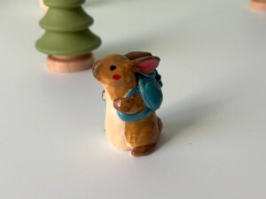 adorable backpack bunny porcelain figurine handmade by kness