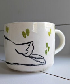 adorable white bunny porcelan mug handmade