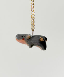 pygmy hippo porcelain pendant one of a kind