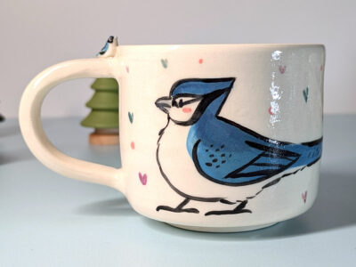 blue jay sculpted mug