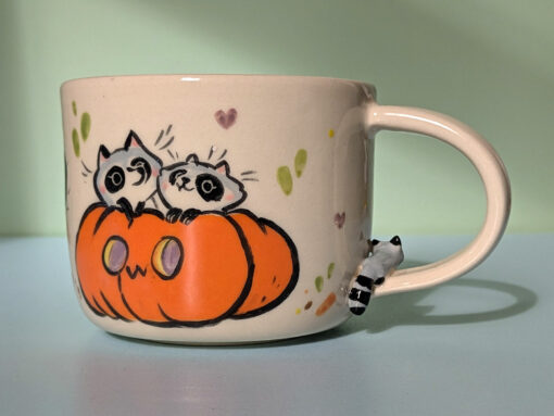 Sculpted Mug - Raccoons - Pumpkin Edition - Image 2