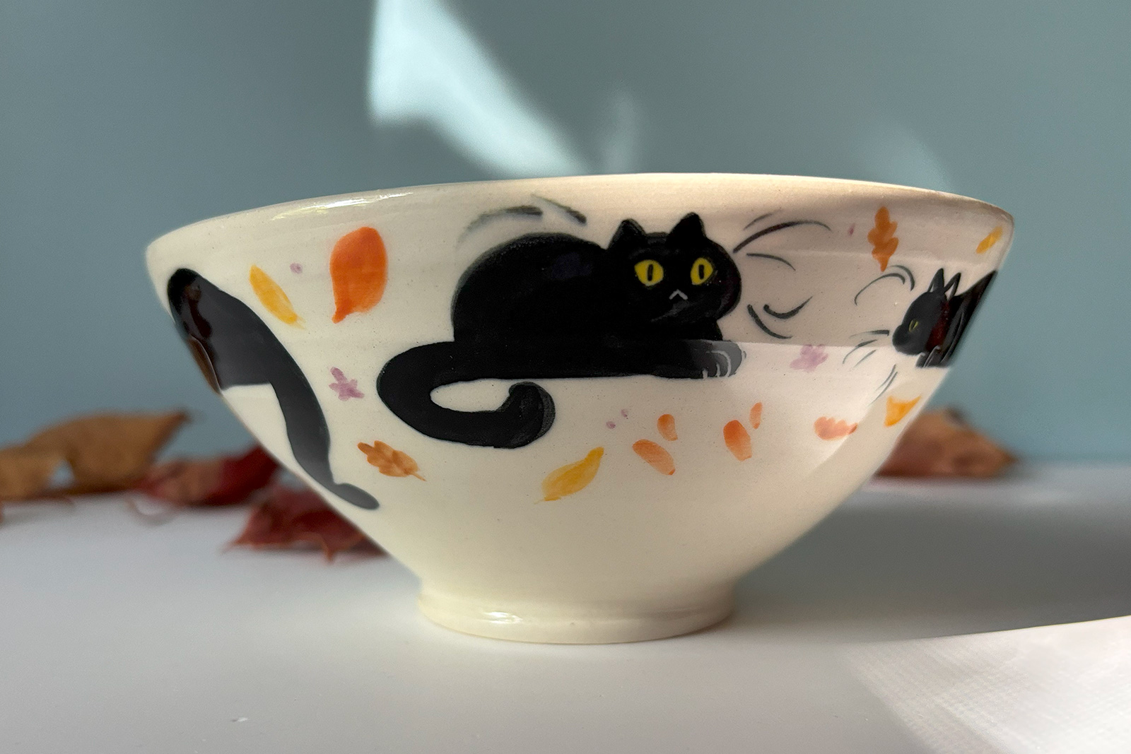 cute black cat bowl