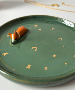 adorable jewelry dish with a corgi porcelain handmade