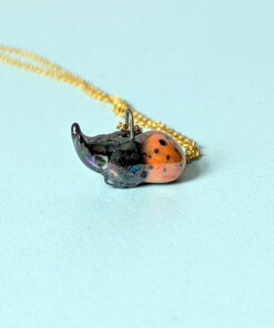 orange beetle pendant, cute porcelain handmade by kness