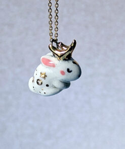 cute jackalope pendant sleeping, handmade by kness
