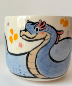 pretty snake ceramic cup, handmade