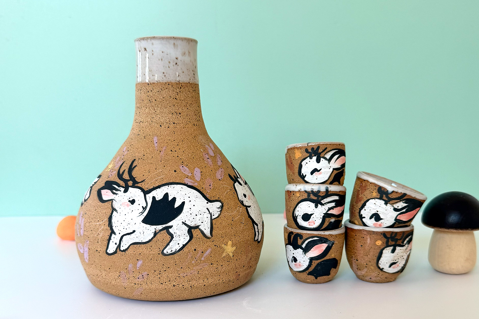 Alternative view of Sake Set - Bunnies