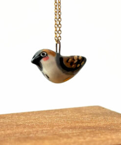 very cute handmade sparrow pendant in porcelain and gold