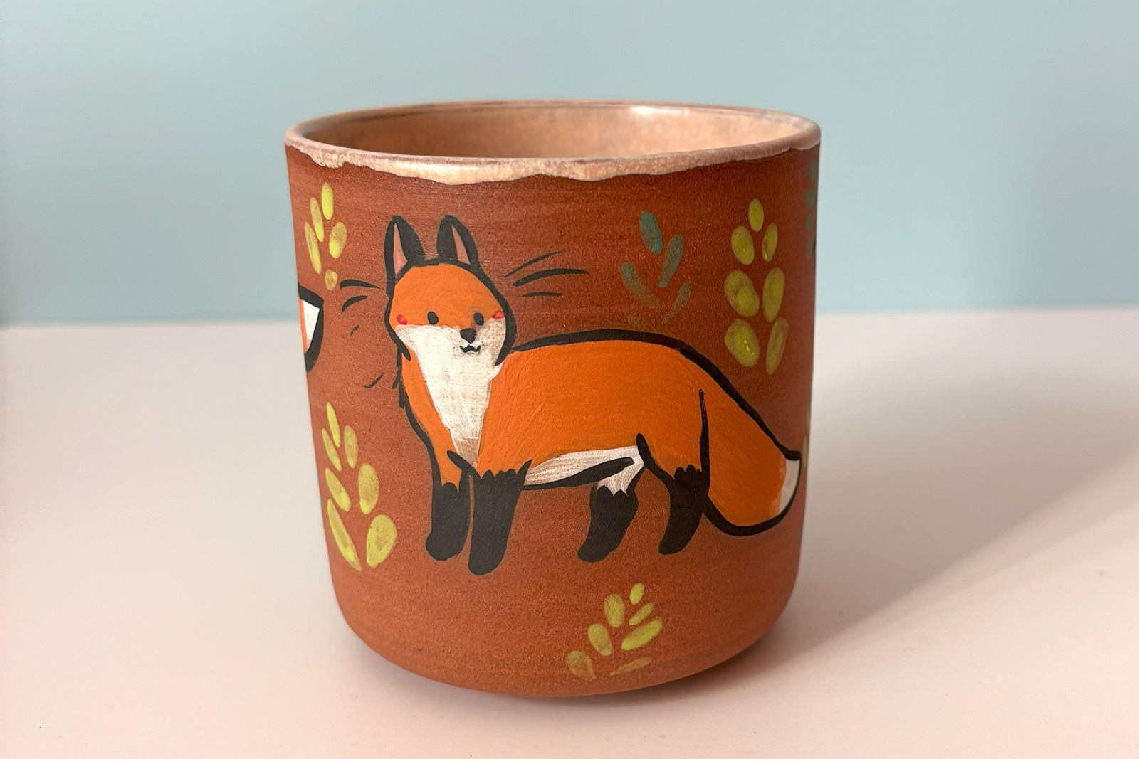 Handmade red fox cup