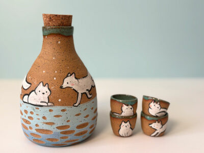 Sake Set - White Foxes - Image 3