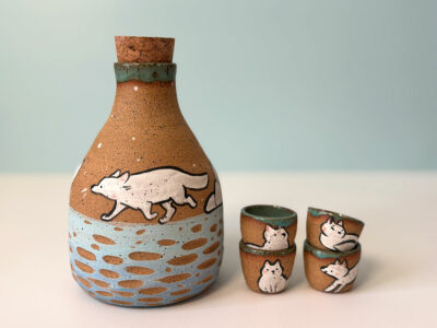 Sake Set - White Foxes - Image 4