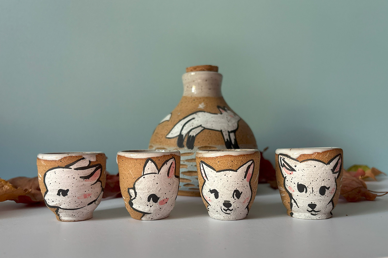 Sake Set - White Foxes - Image 6