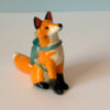 adorable figurine of a fox in a backpack with a passenger handmade in Canada by Kness