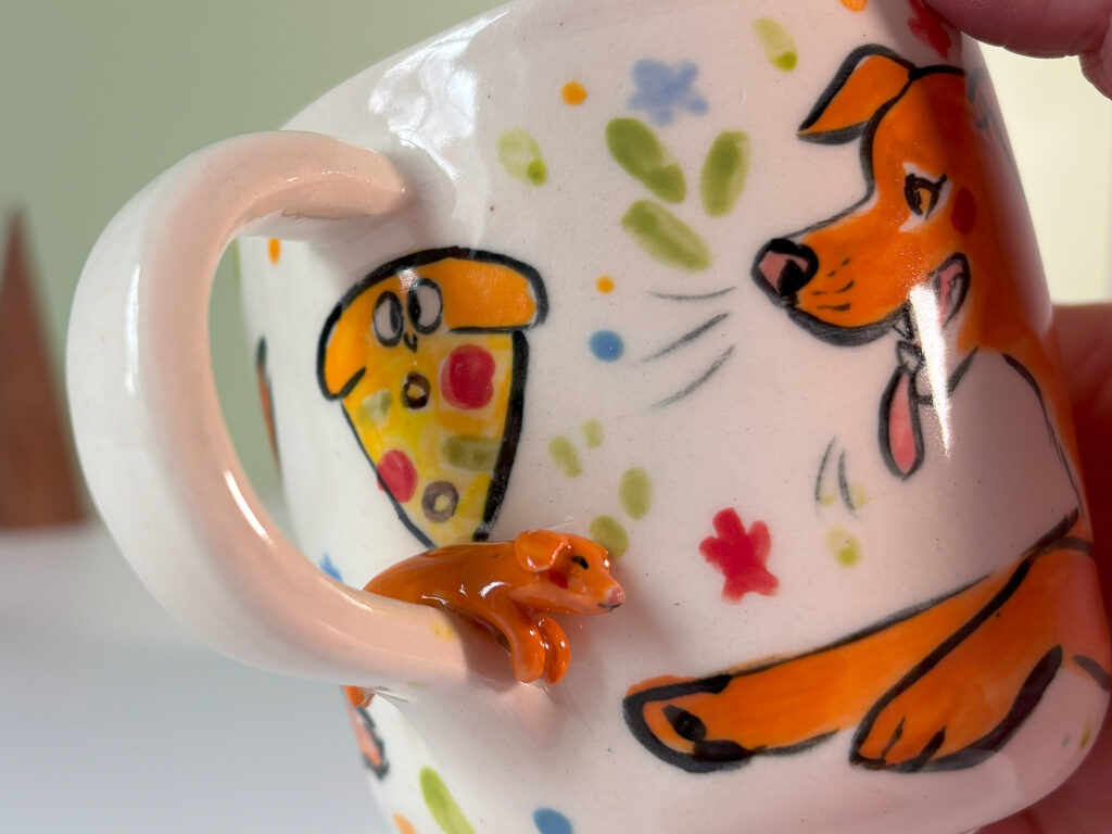 sculpted mug with a dog portrait
