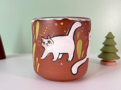Tasse Rouge - Chats Blancs – Image 2