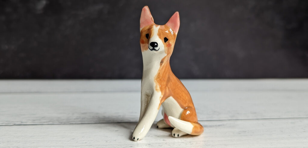 figurine dog portrait of a good boy - basenji x rescue