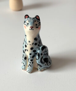 adorable snow leopard figurine, handmade in Canada