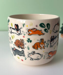 adorable bunnies cup all handmade and painted by kness in Canada