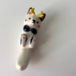 Figurine : Renard aux bois de cerf - Blanc