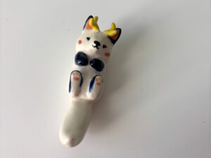Figurine : Renard aux bois de cerf - Blanc