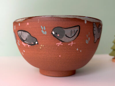 Bowl - Red - Pigeons - Image 4