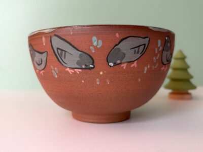 Bowl - Red - Pigeons - Image 2
