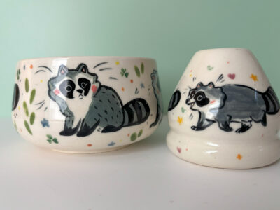 Set Matcha - White - Raccoons