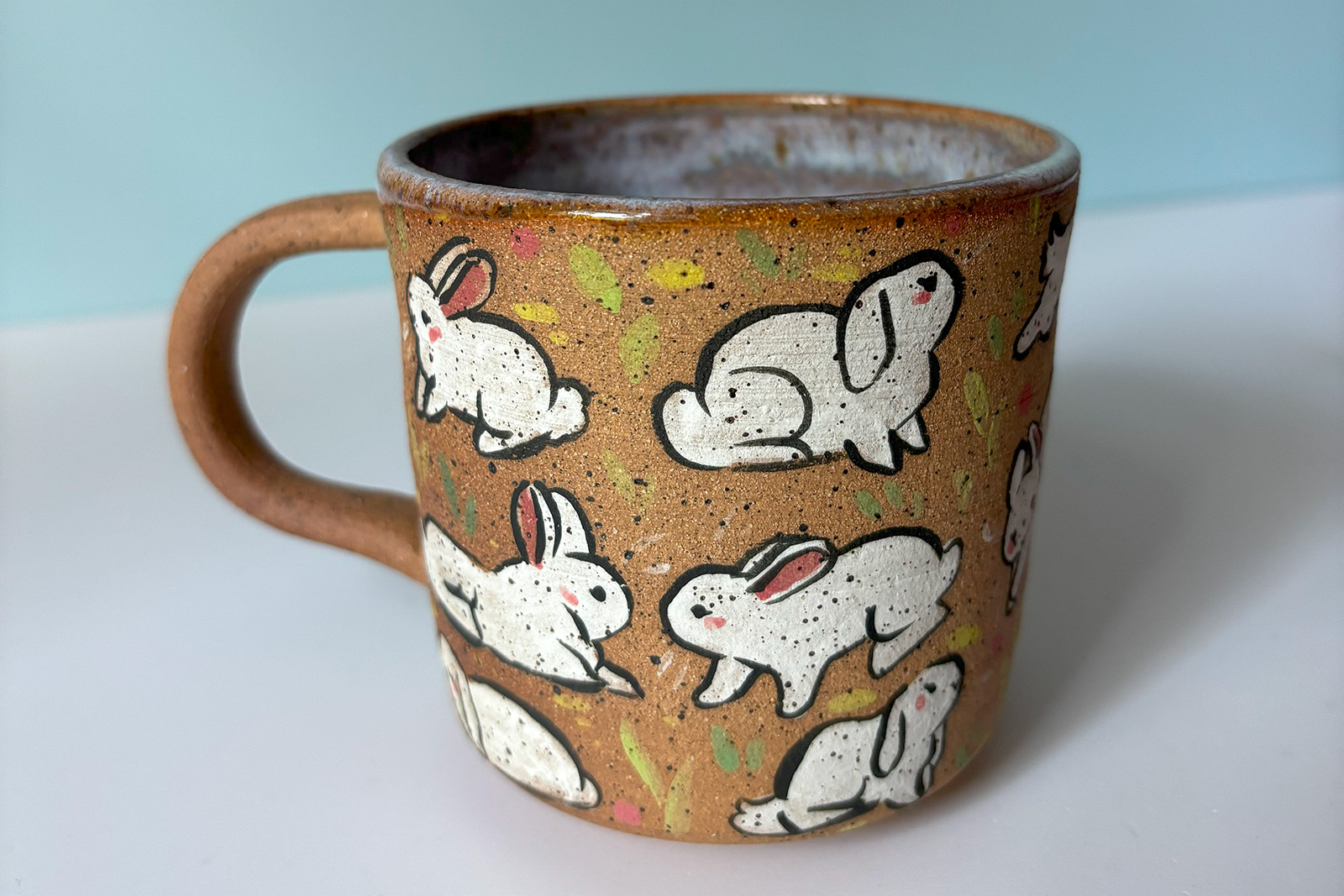 Mug - Speckled - White Bunnies