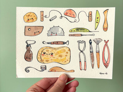 Original Painting - Cute Pottery Tools