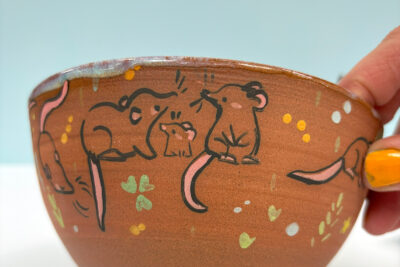 Bowl - Red Stoneware - Rats - Image 3