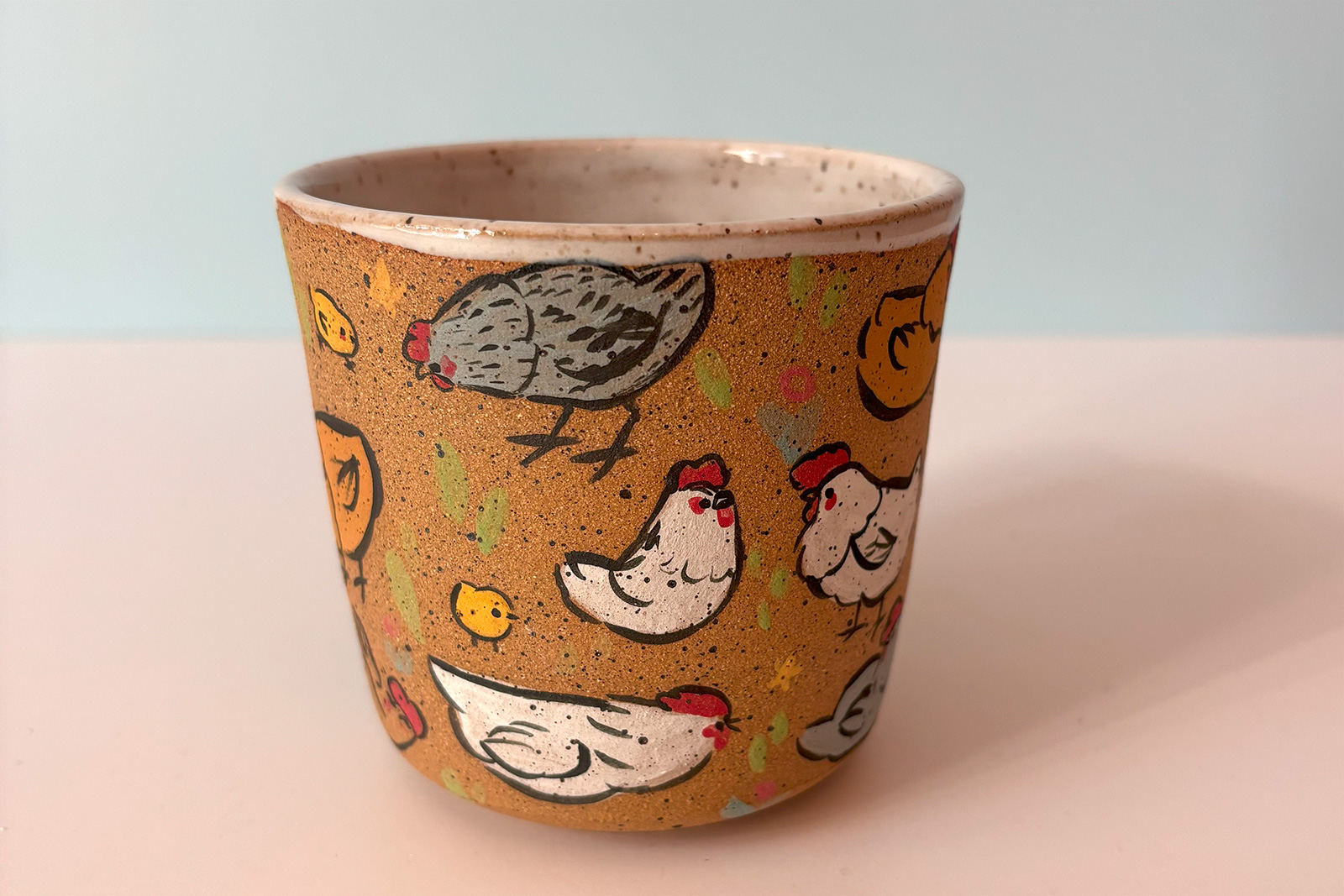 Alternative view of Mug - Speckled - Too Many Chickens