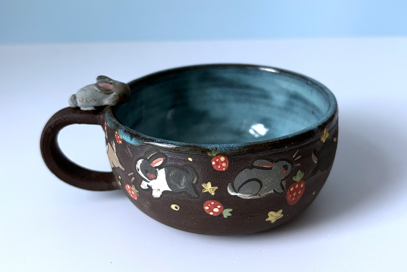 Ceramic Tea Cup - Sculpted Bunny