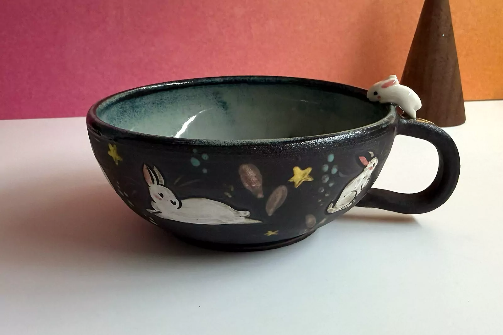 Ceramic Tea Cup - Sculpted Bunny