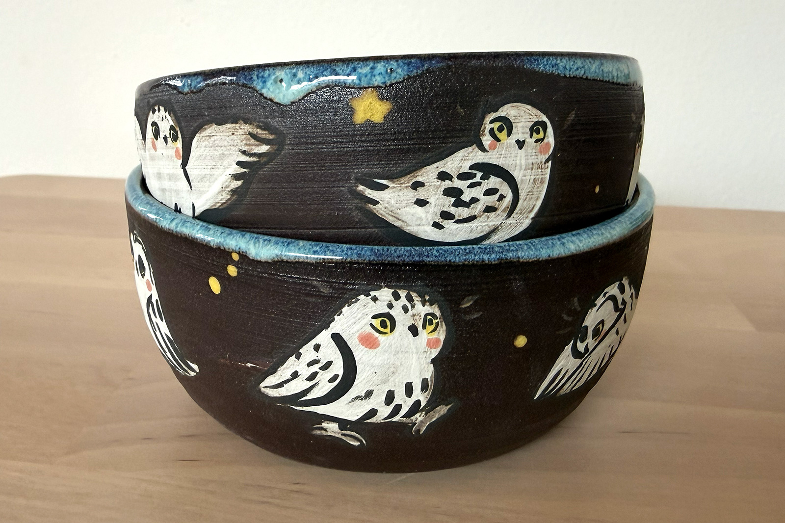 Small Dish - White Owls