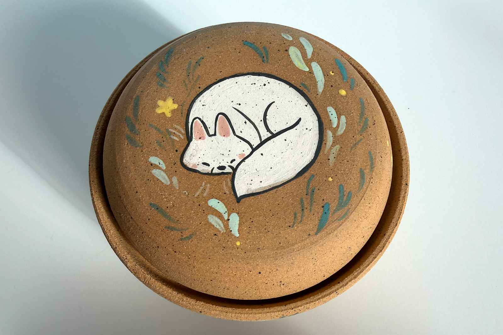 Alternative view of Lidded Jar - White Foxes