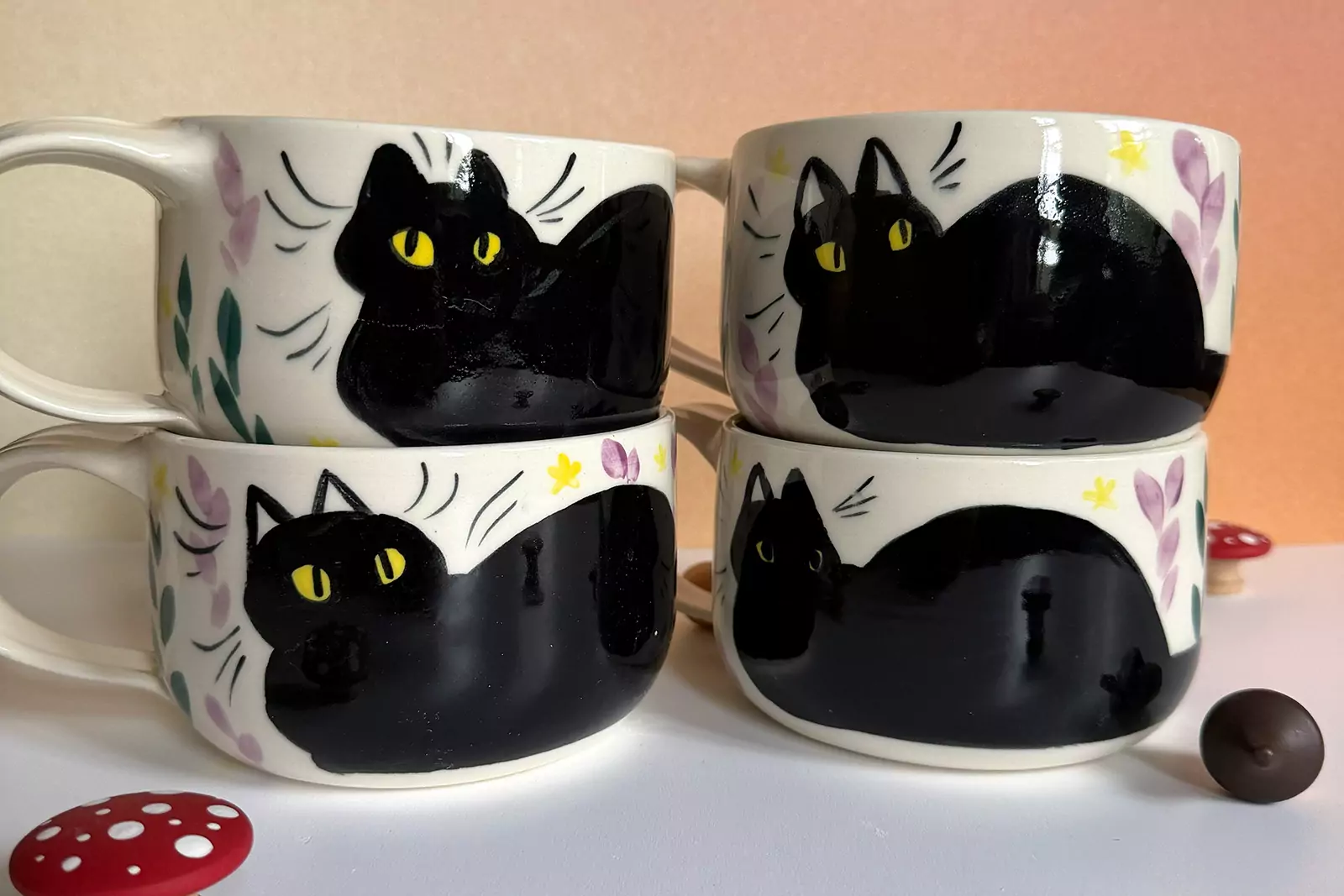 Latte Mug - Black Cat - Image 5
