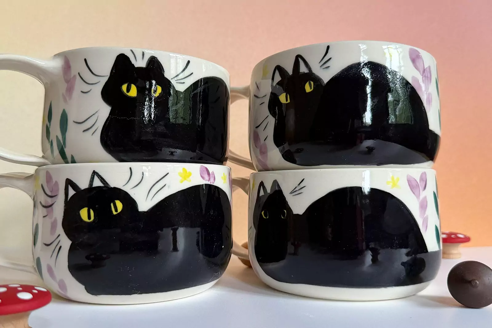 Latte Mug - Black Cat - Image 4