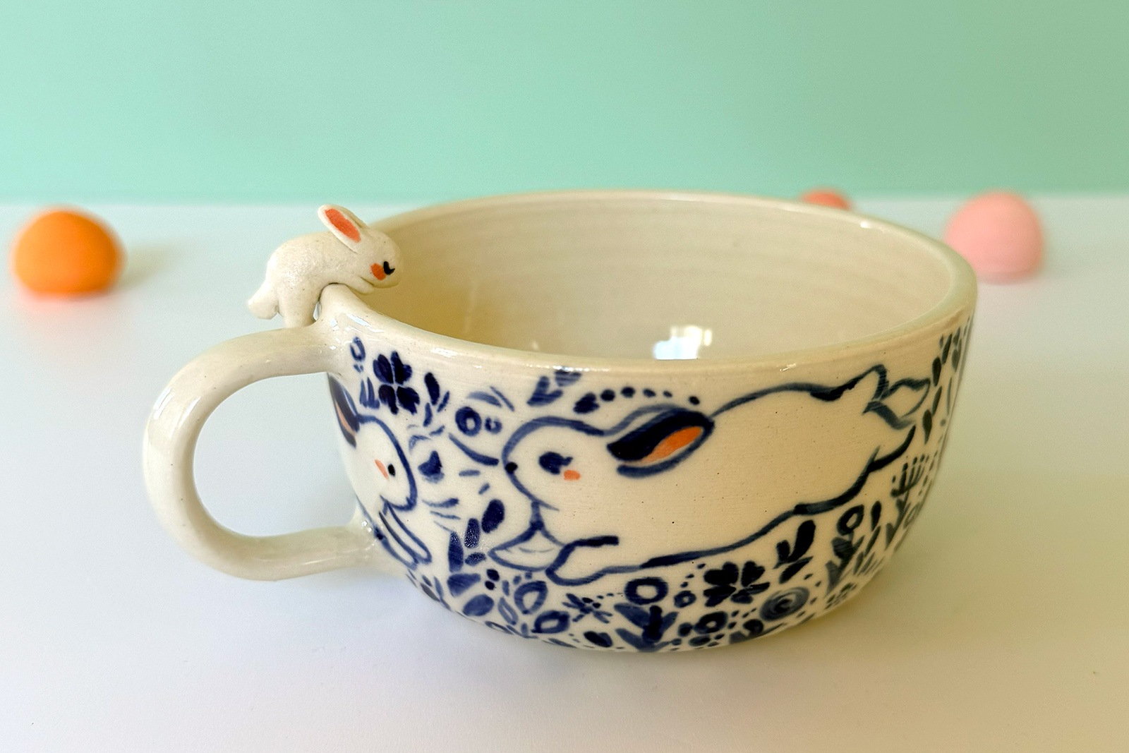 Alternative view of Ceramic Tea Cup - Sculpted Bunny White