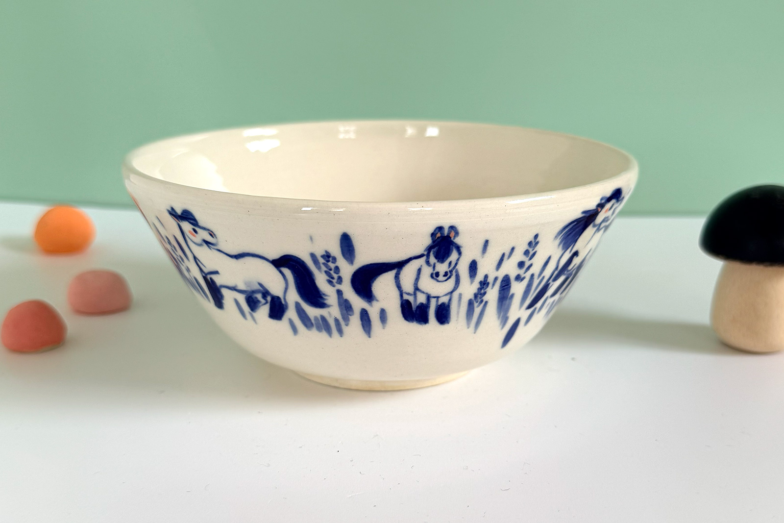Alternative view of Bowl - Blue Horses