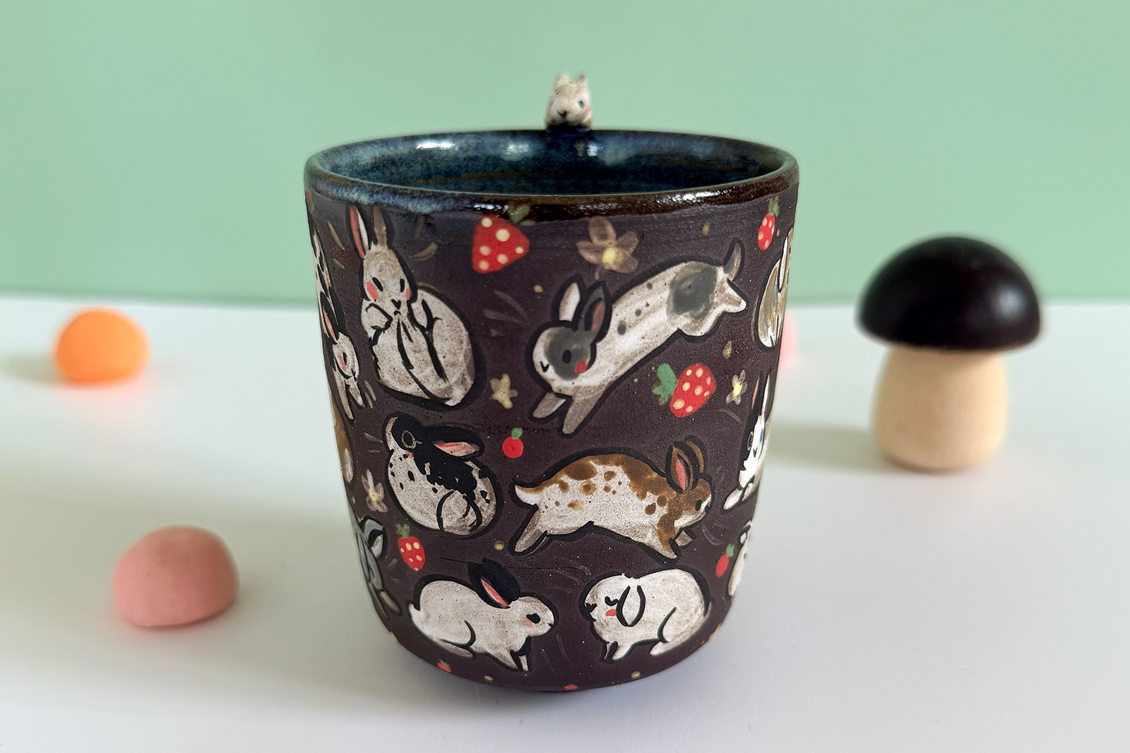 Alternative view of Small Cup - Sculpted - Strawberry Bunnies